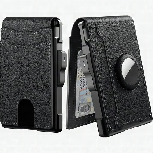 Cartera minimalista para hombre con tarjetero de aluminio pop-up y pinza para billetes