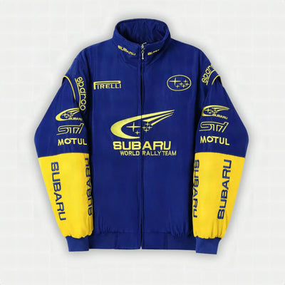 Chaqueta de carreras Subaru Rally Vintage Racing – Edición Azul – Unisex – Retro