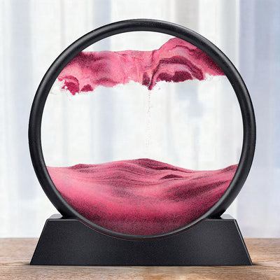 Reloj de arena decorativo con paisajes de arena en movimiento