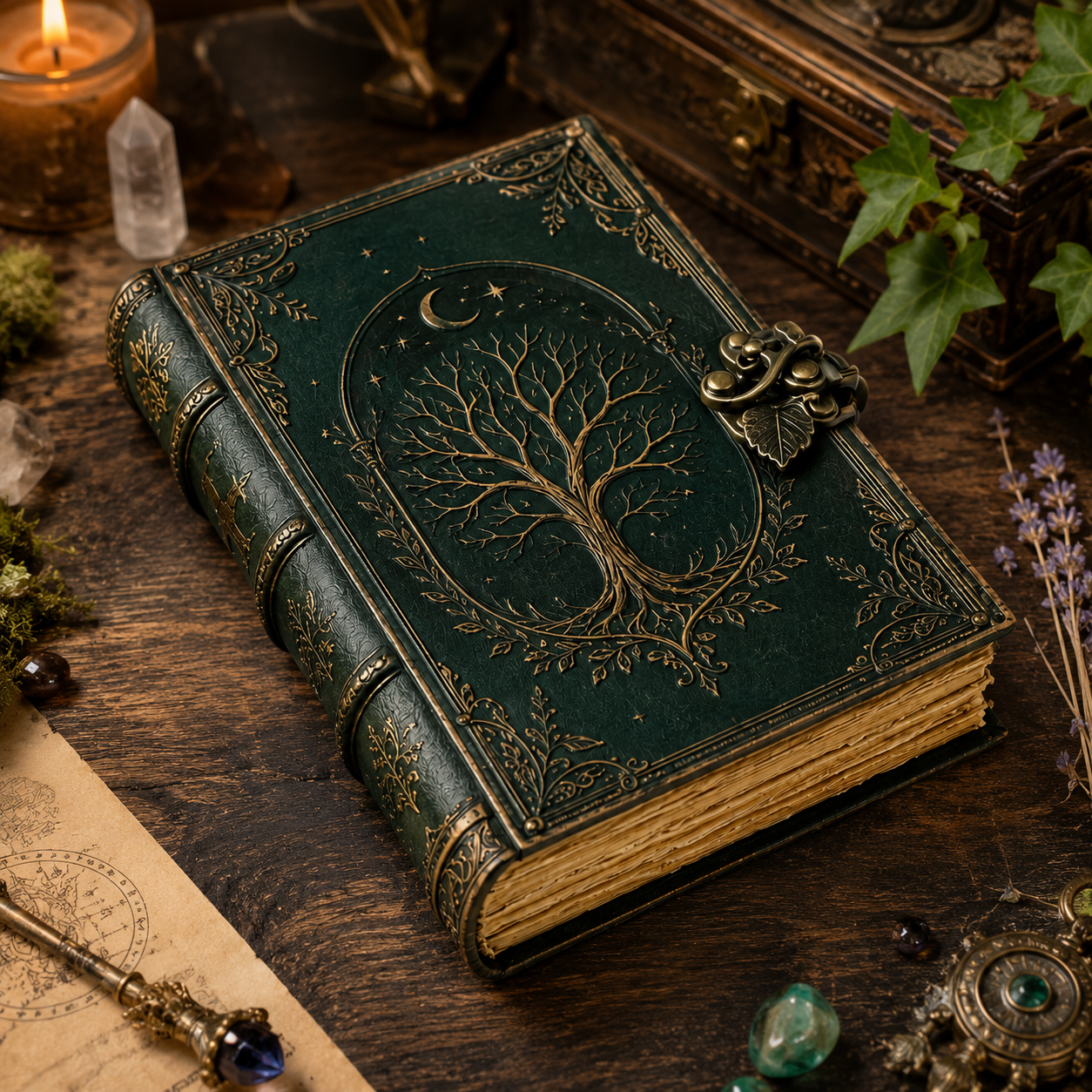 Cuaderno Vintage Premium Árbol de la Vida con Cierre Metálico Decorativo