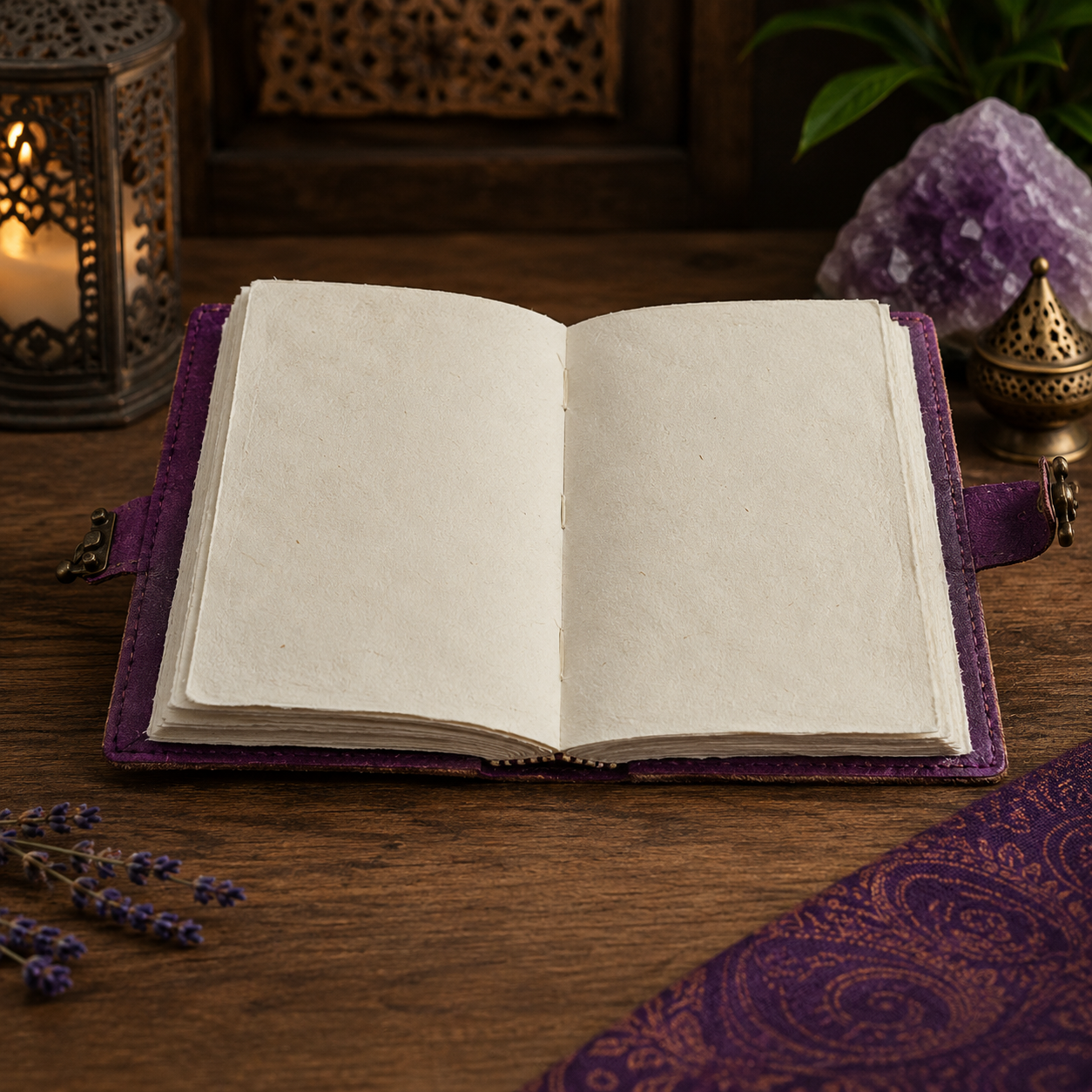 Cuaderno Místico Árbol de la Vida con Piedras Decorativas y Doble Cierre Metálico