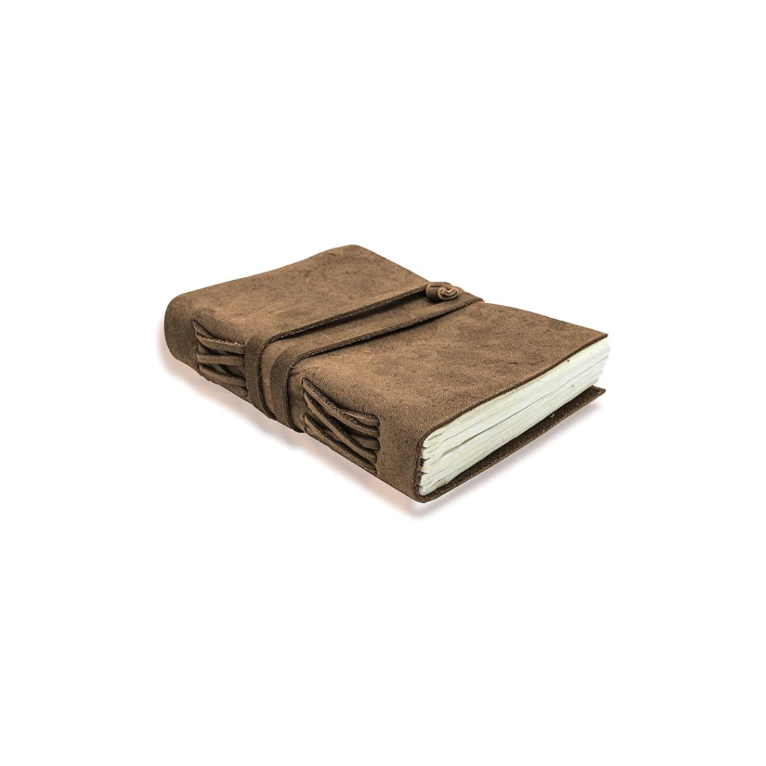 Cuaderno de cuero vintage hecho a mano con cierre envolvente – diario de escritura artesanal