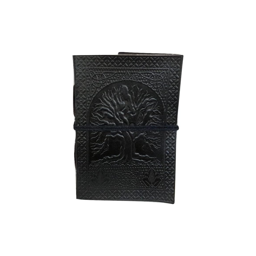 Cuaderno de cuero con búho grabado – diario artesanal grande con diseño en relieve