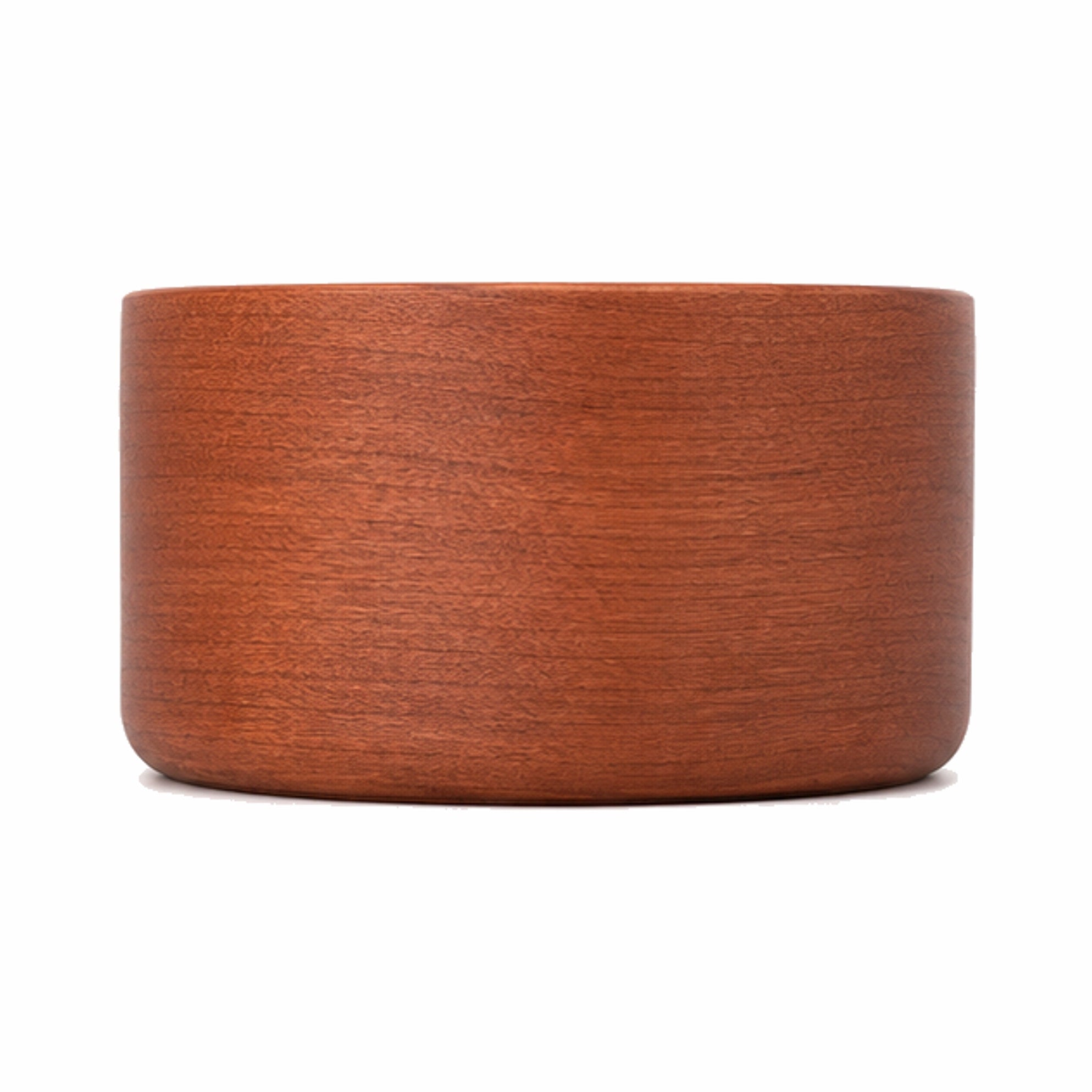 Portalápices redondo ancho con diseño elegante en madera de cerezo.