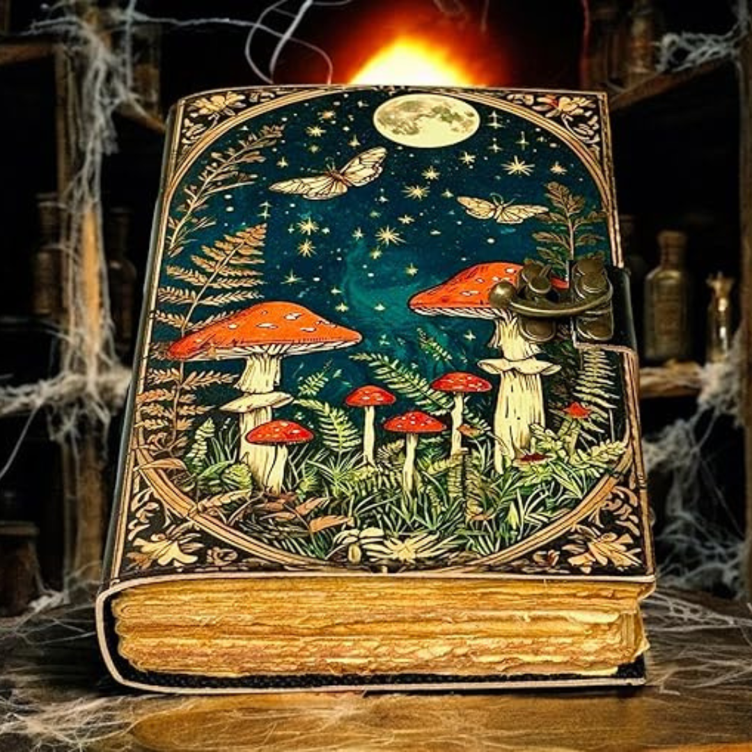 Cuaderno de cuero vintage artesanal estilo místico – formato 7 x 5 pulgadas, páginas en blanco