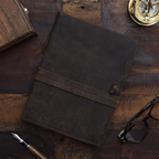 Cuaderno de cuero vintage recargable artesanal A5 – diario reutilizable de escritura