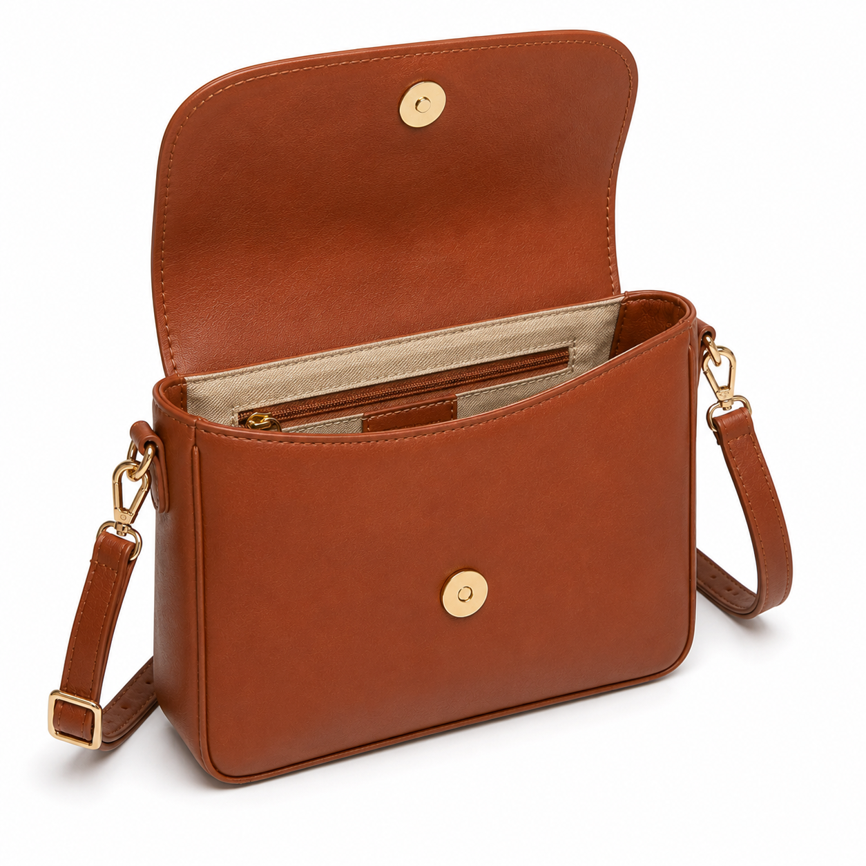 Correa ajustable del bolso bandolera marrón.