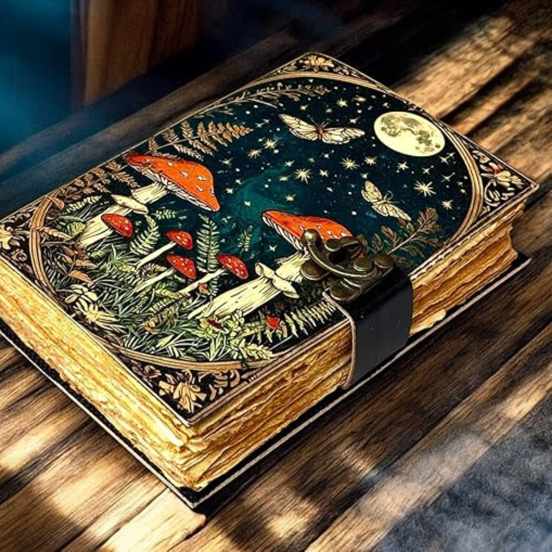 Cuaderno de cuero vintage artesanal estilo místico – formato 7 x 5 pulgadas, páginas en blanco