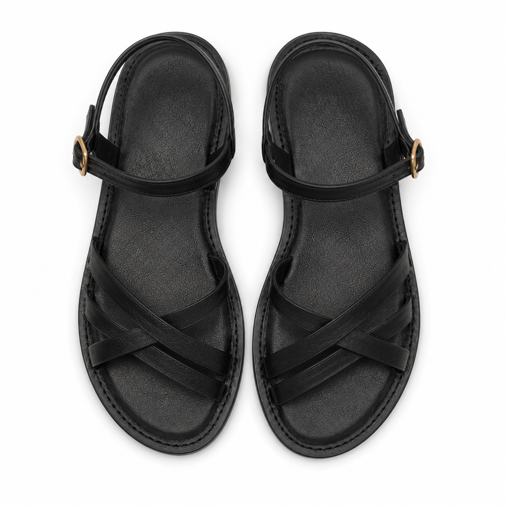 Sandalias de mujer negras con cierre ajustable