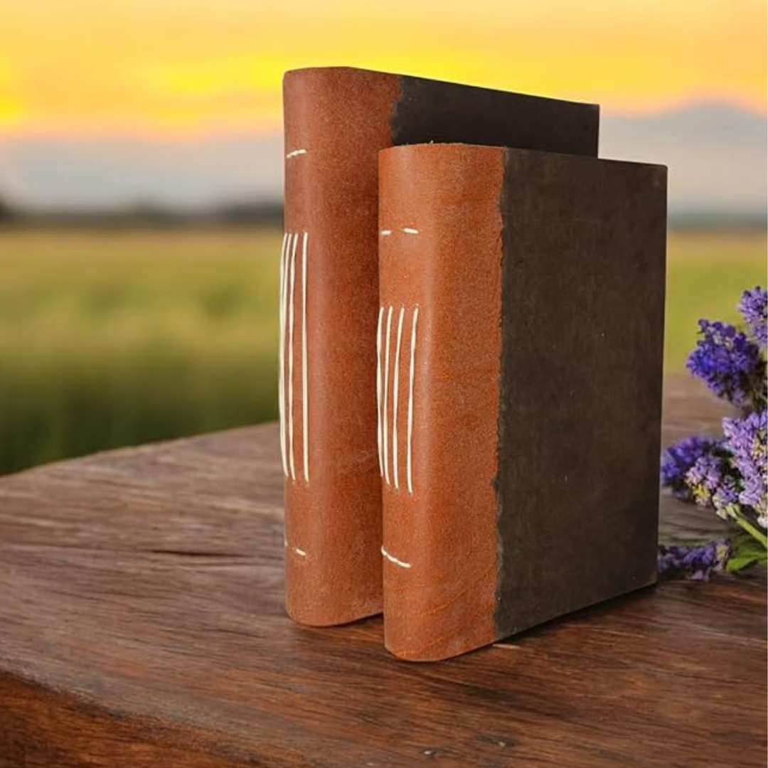 Cuaderno vintage de cuero y papel Lokta hecho a mano – diario artesanal de escritura