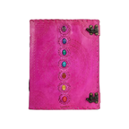 Cuaderno de cuero grande con diseño de chakras – diario artesanal de escritura y dibujo