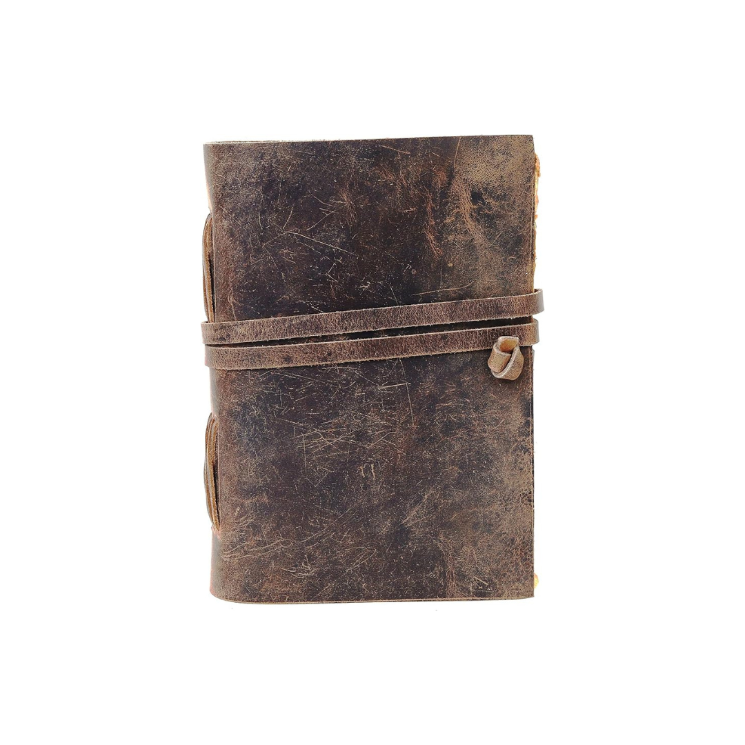 Cuaderno de cuero vintage artesanal recargable – diario reutilizable de escritura y bocetos