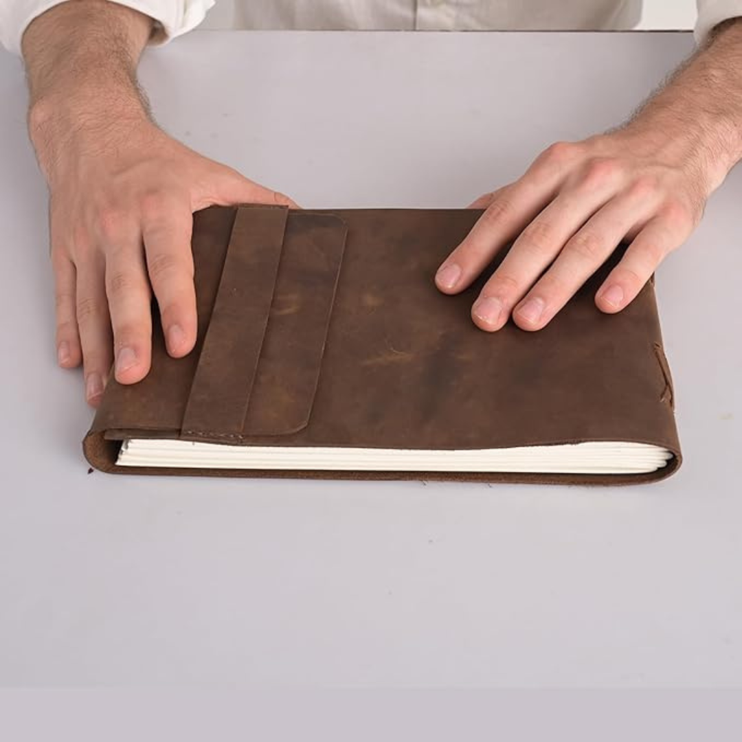 Cuaderno de cuero vintage para dibujar – bloc artesanal de bocetos y escritura