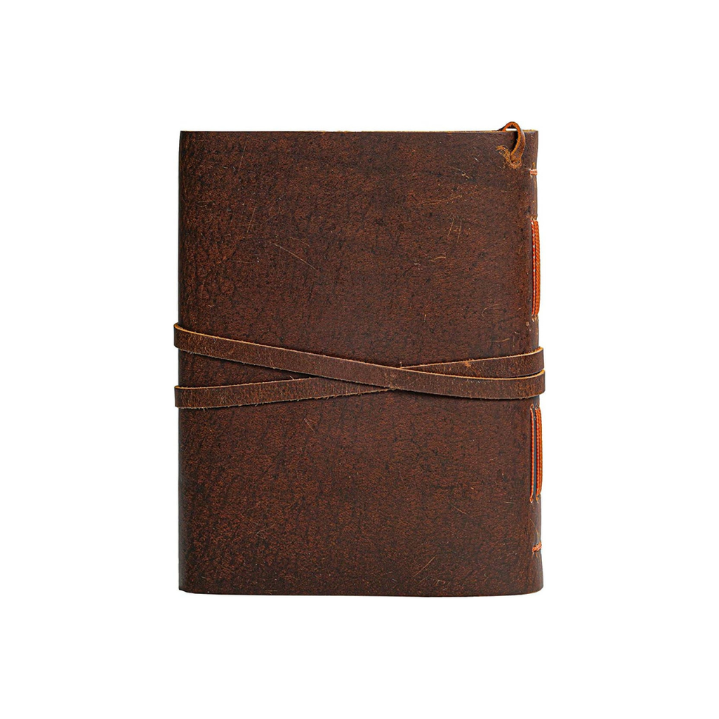 Cuaderno de cuero rústico vintage grande – formato 7.5 x 10 pulgadas, páginas en blanco