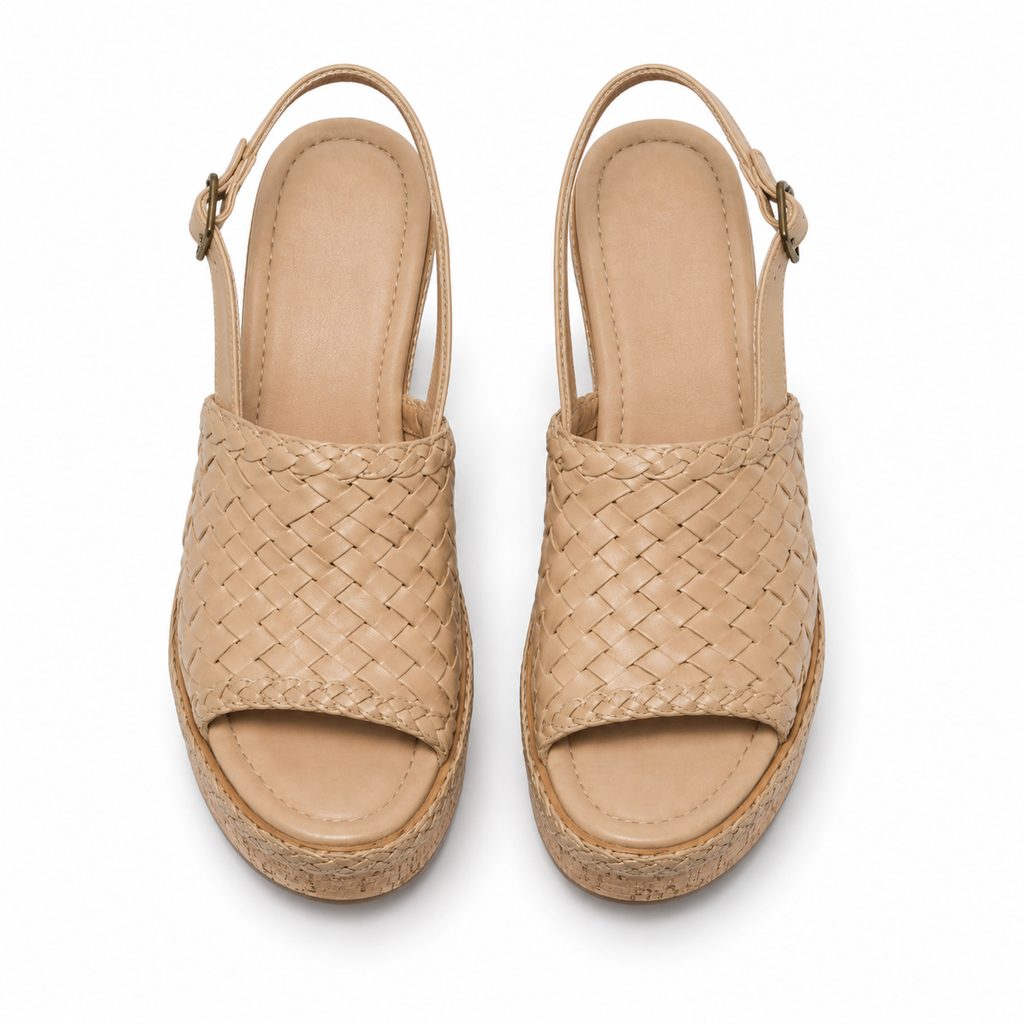Sandalias beige con cierre de hebilla ajustable