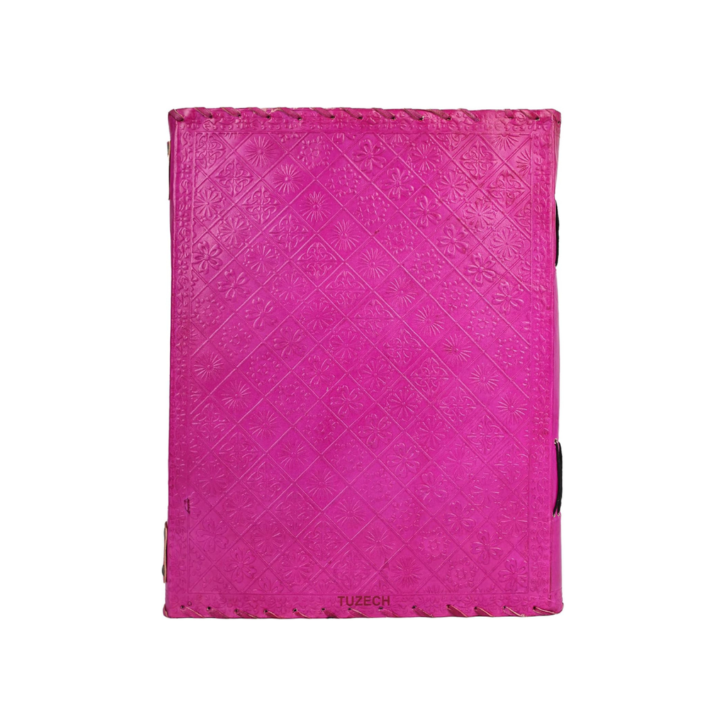 Cuaderno de cuero grande con diseño de chakras – diario artesanal de escritura y dibujo