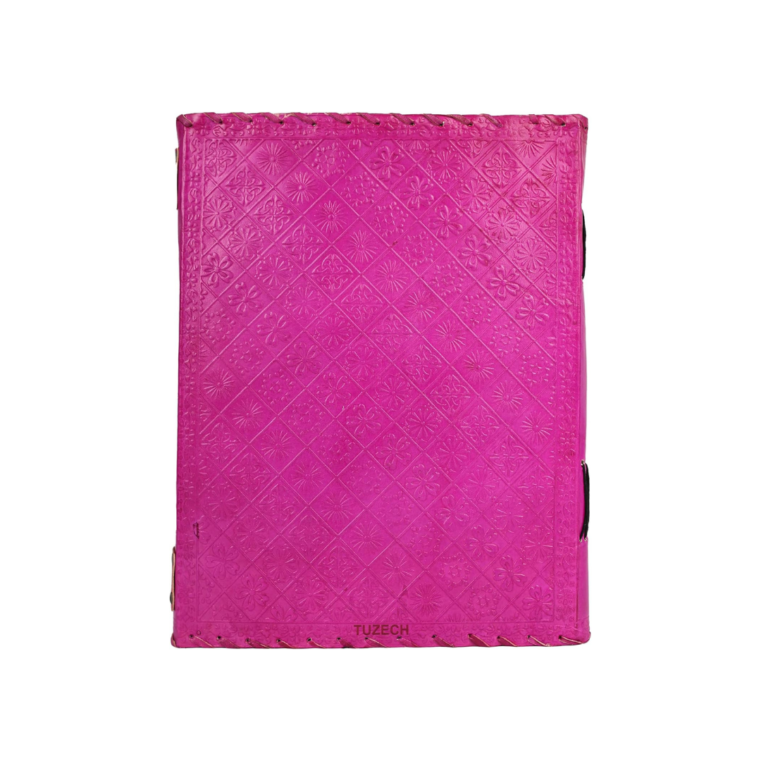 Cuaderno de cuero grande con diseño de chakras – diario artesanal de escritura y dibujo