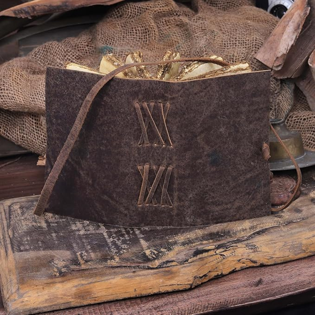 Cuaderno de cuero vintage recargable artesanal – diario compacto con sistema de recambio