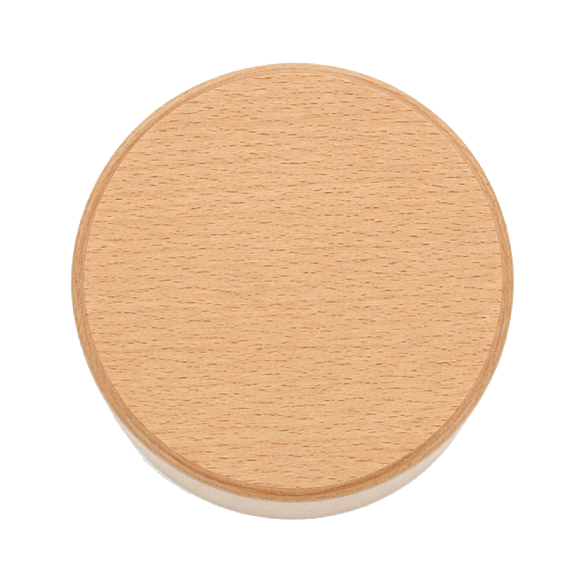 Portalápices cilíndrico ancho sobre un escritorio, color beige.