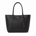 Bolso tote de piel negro con diseño elegante