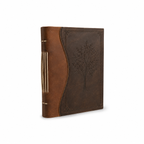 Cuaderno Vintage Artesanal con Árbol Grabado y Encuadernación Cosida