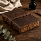 Cuaderno Vintage Artesanal con Árbol de la Vida Grabado y Cierre Envolvente