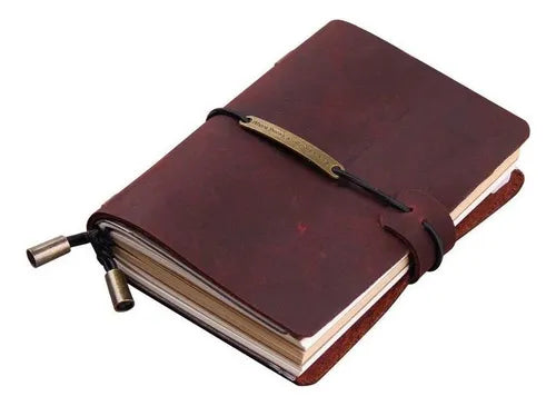 Cuaderno de viaje de cuero recargable – formato portátil, libreta con recambio de hojas