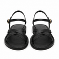 Sandalias negras de cuero sintético con tiras cruzadas