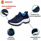 Detalle de la suela ergonómica de las zapatillas Orthofit que alivia presión en rodillas y caderas.