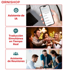 Vista completa del contenido del paquete de auriculares traductores