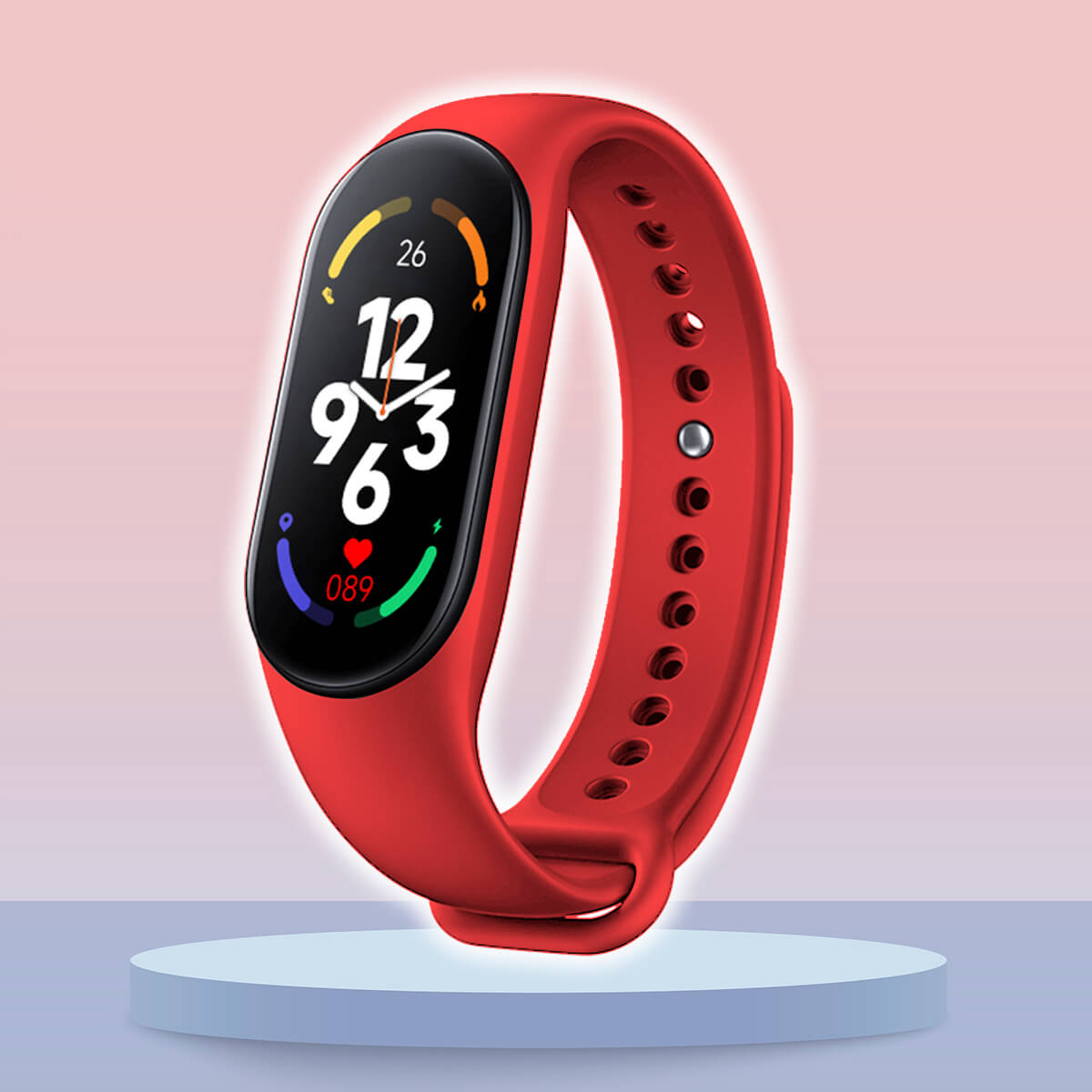 Smartwatch infantil mostrando seguimiento de pasos y calorías en pantalla