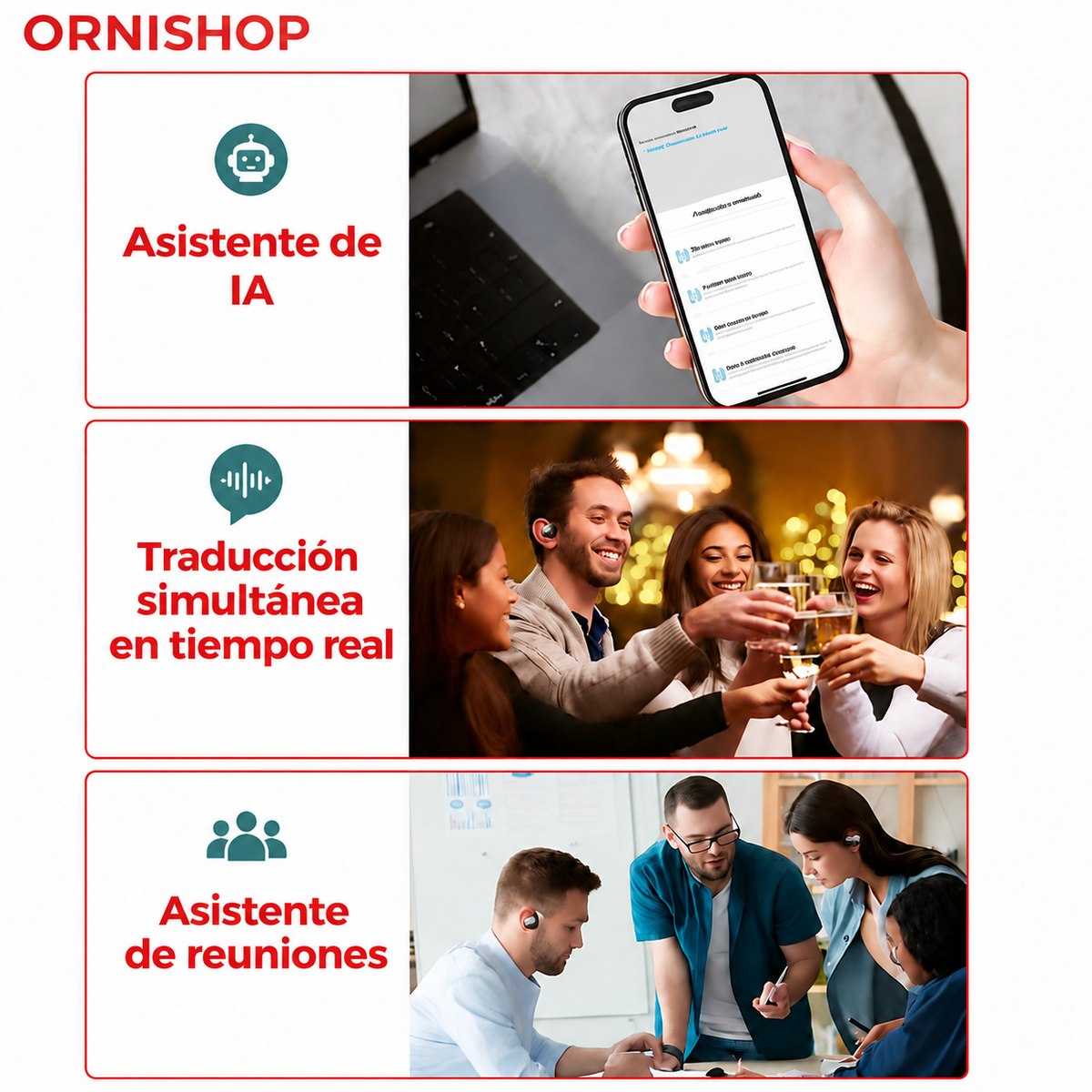 Auriculares Traductores Inteligentes 144 Idiomas en Tiempo Real