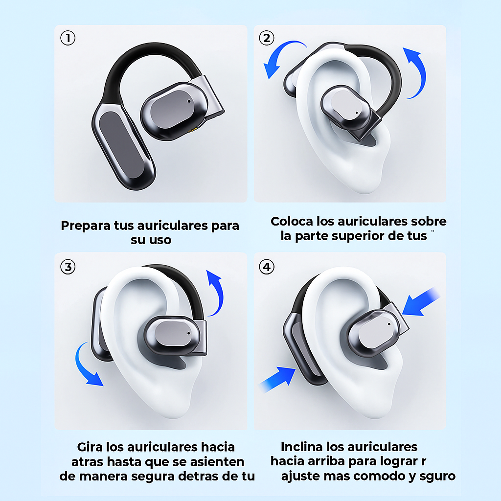 Persona viajando usando auriculares traductores en aeropuerto
