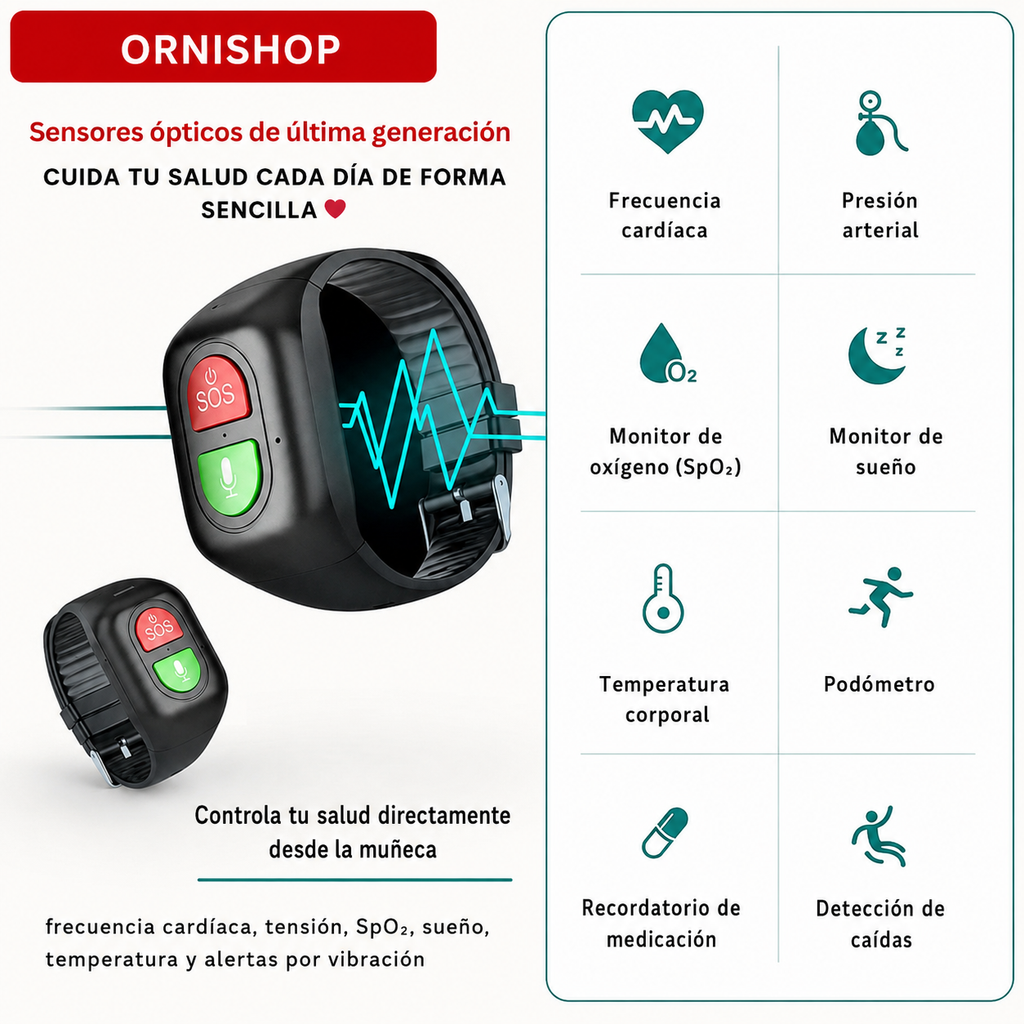 Smartwatch 4G con GPS y Botón de Emergencia – Seguridad y Monitorización para Personas Mayores