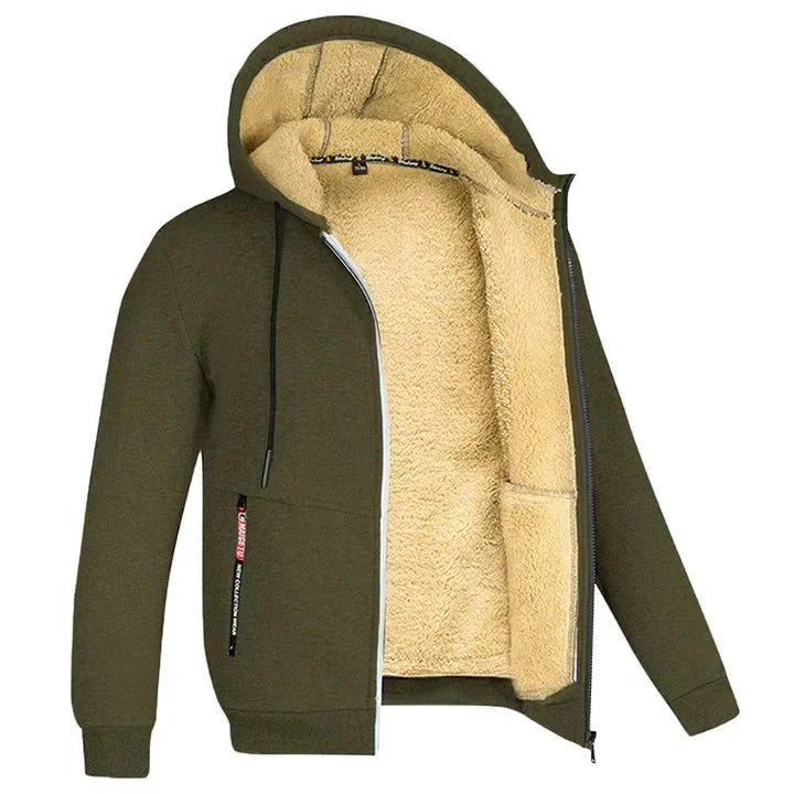 Vista frontal de la chaqueta TOMMY con cremallera abierta