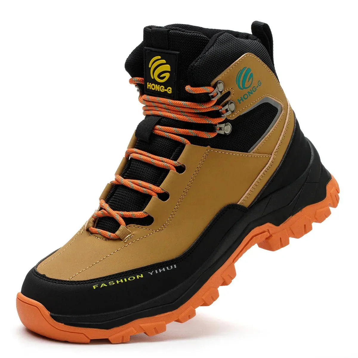 Detalle de acabados y protección integral de botas laborales impermeables HONG-G