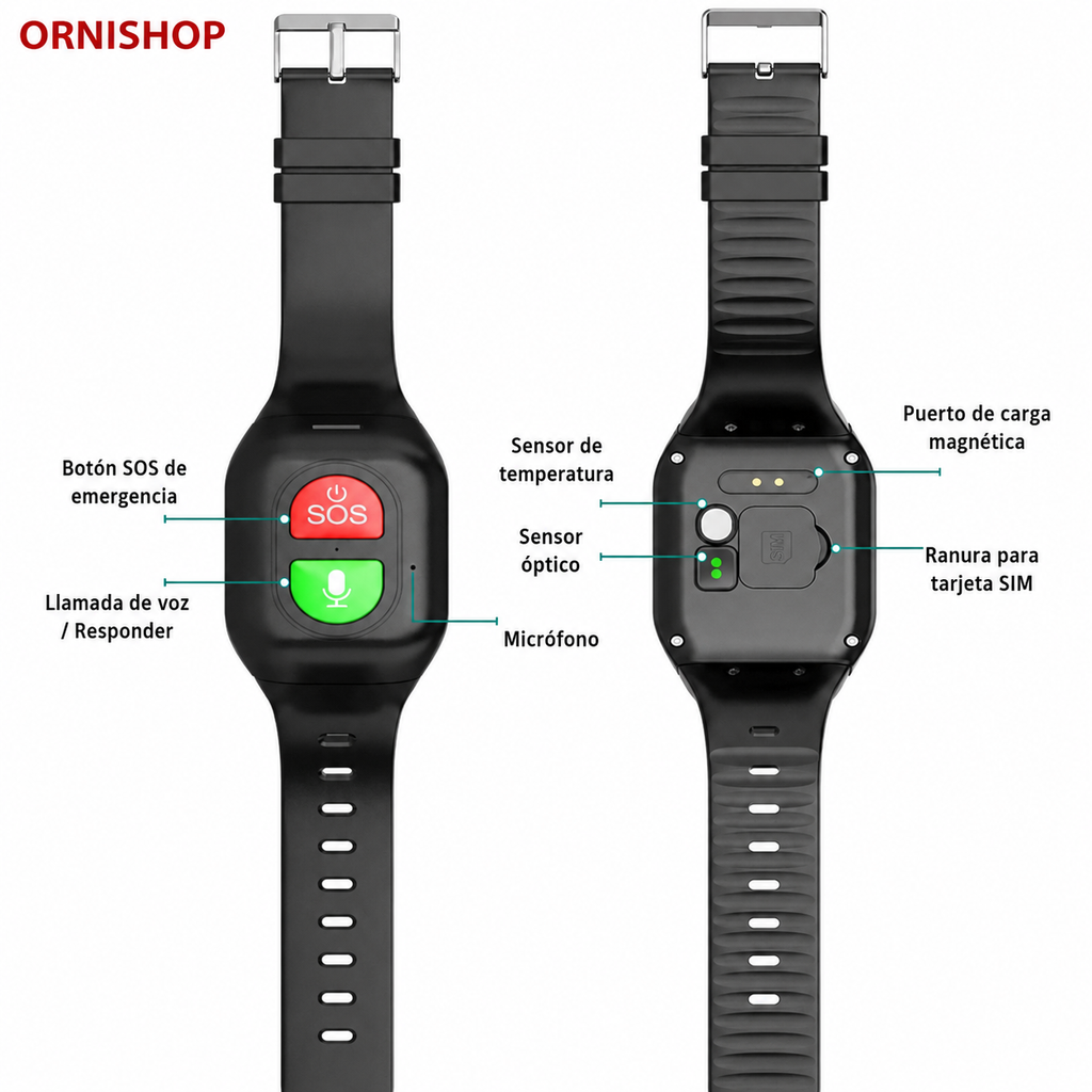 Smartwatch 4G con GPS y Botón de Emergencia – Seguridad y Monitorización para Personas Mayores