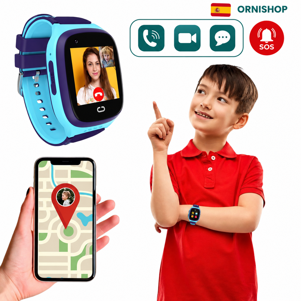Niño realizando videollamada desde smartwatch GPS 4G