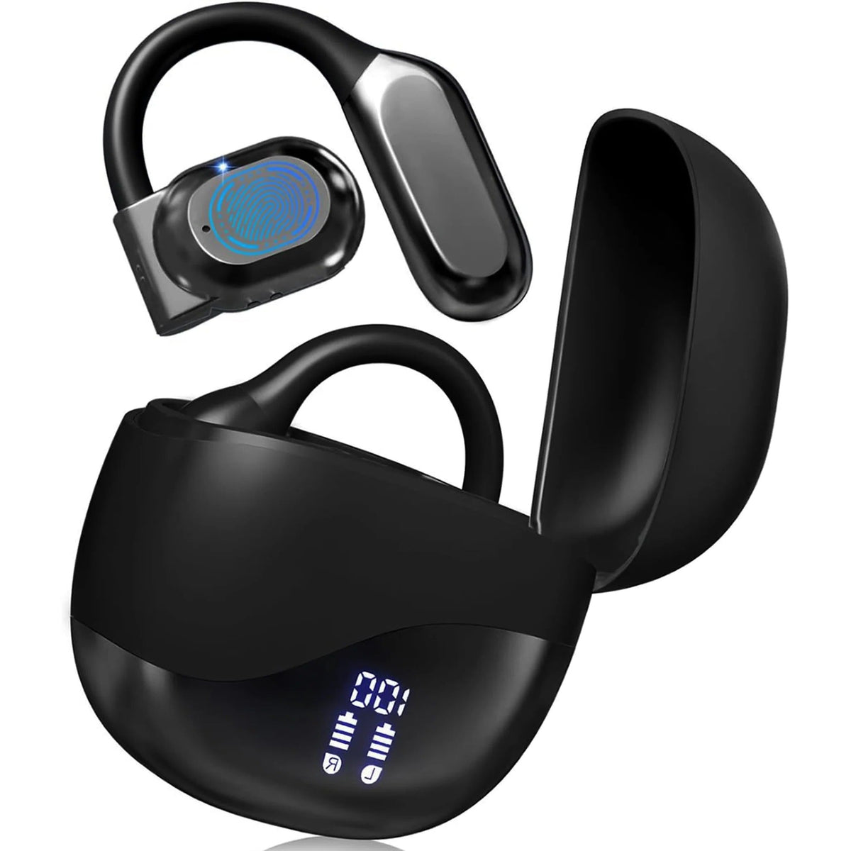 Auriculares traductores guardados en estuche compacto para transporte