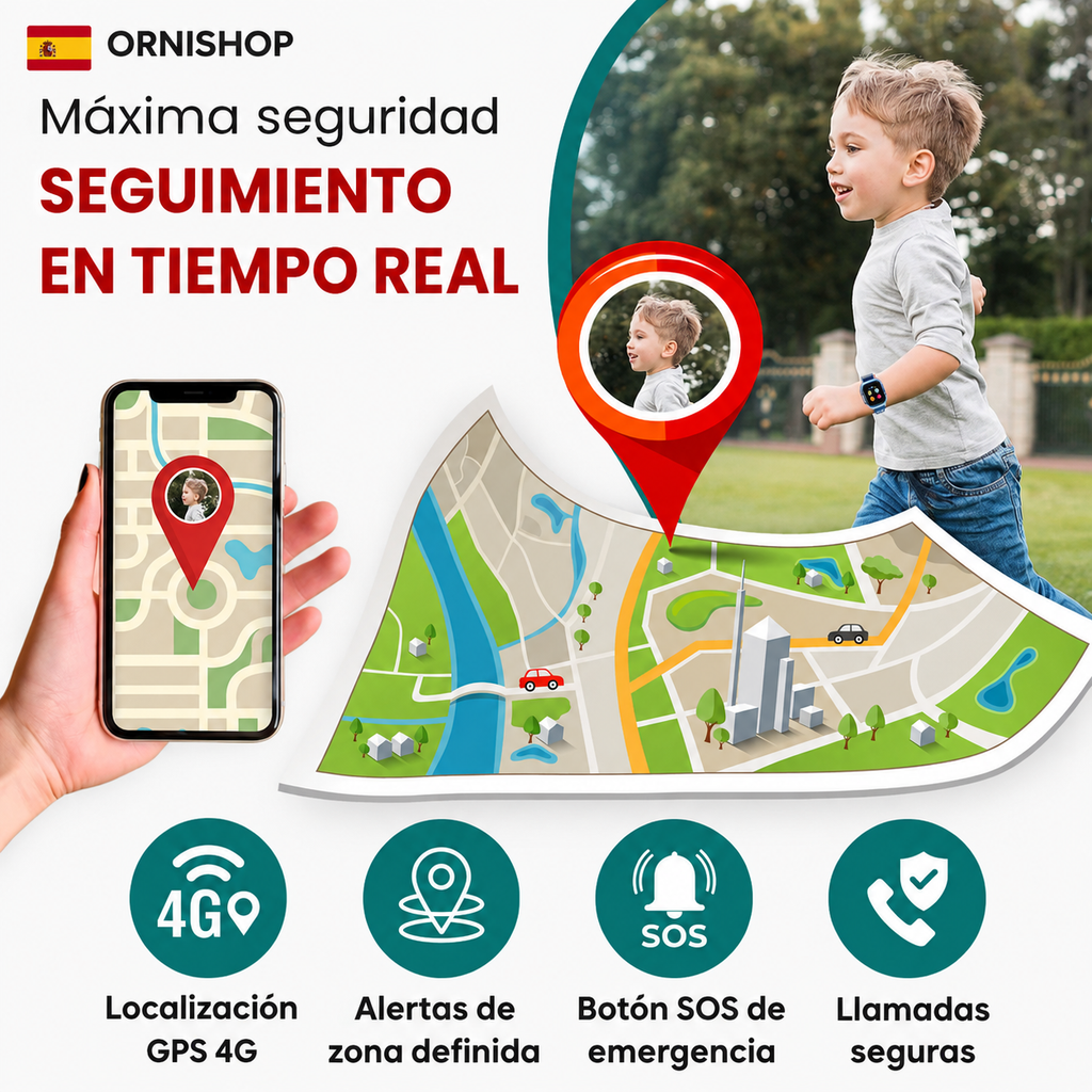 Smartwatch infantil resistente con diseño ergonómico para muñecas pequeñas