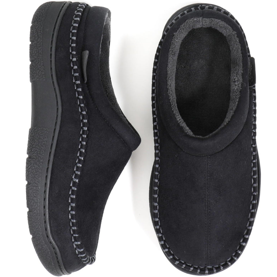 Vista completa de zapatillas ortopédicas masculinas con exterior de microsuede y suela de caucho