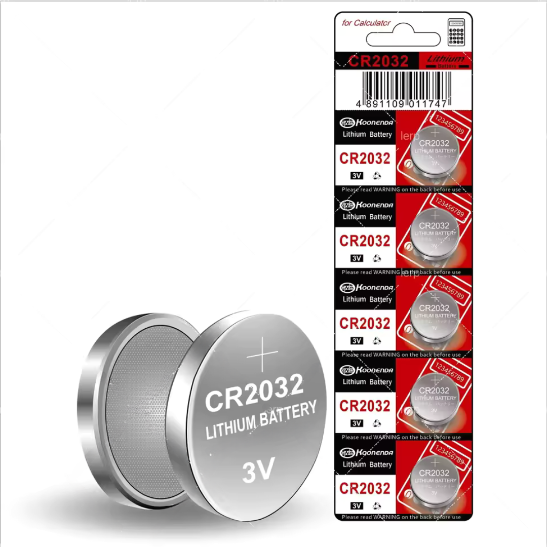 Pack de cinco pilas de botón CR2032 de litio 3V de alta capacidad para dispositivos electrónicos