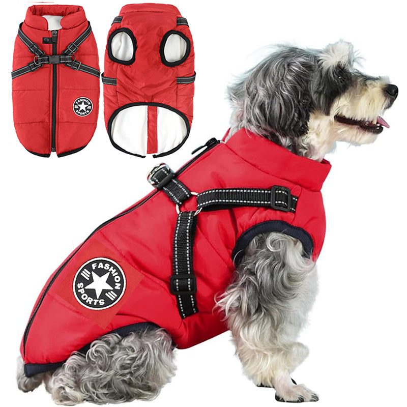 Chaqueta de invierno 3 en 1 para perros con arnés integrado, disponible en varios colores