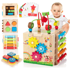 Cubo educativo Montessori MINDBLOX de madera con ocho actividades de aprendizaje para niños pequeños