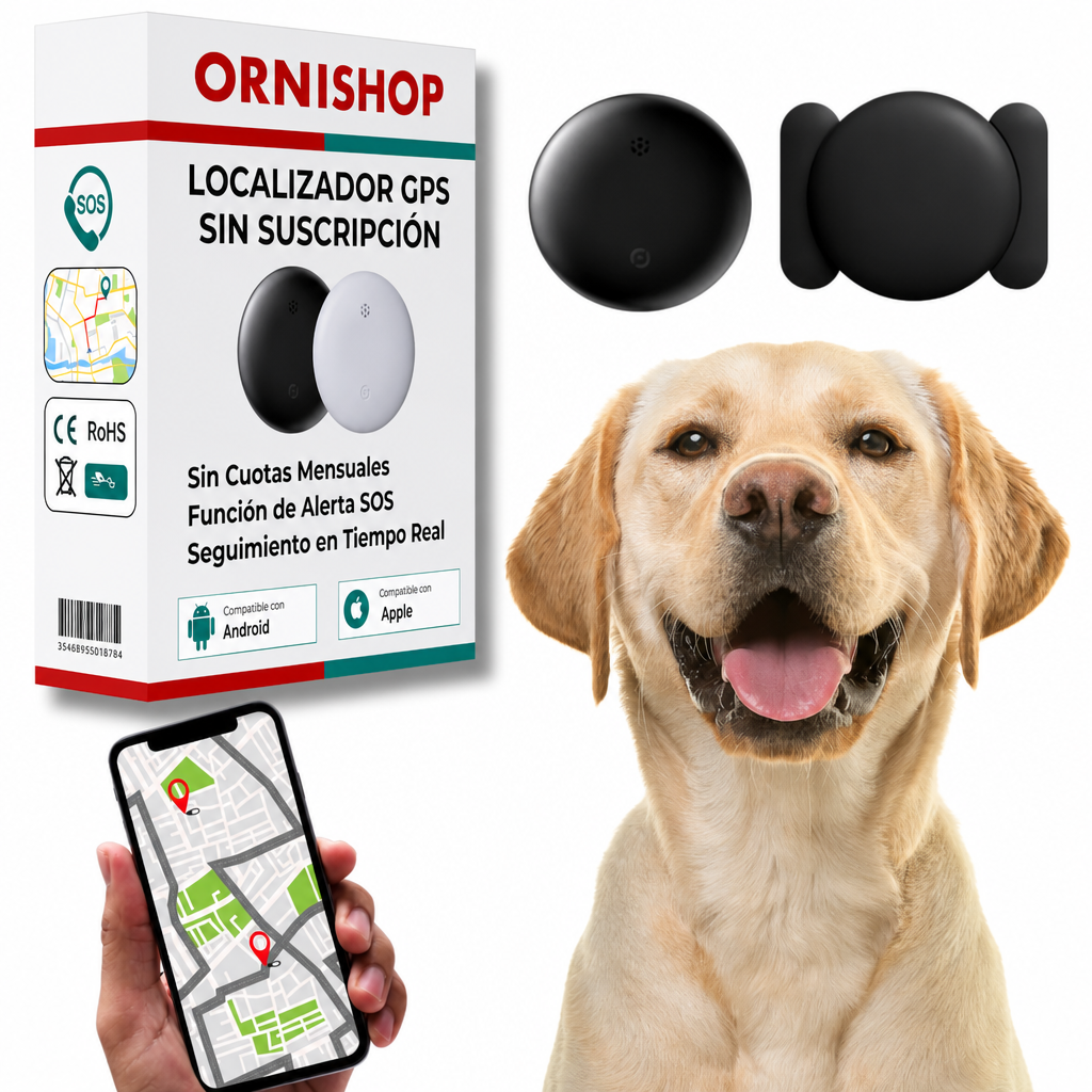Rastreador GPS para mascota sin cuotas con soporte de collar y aplicación móvil