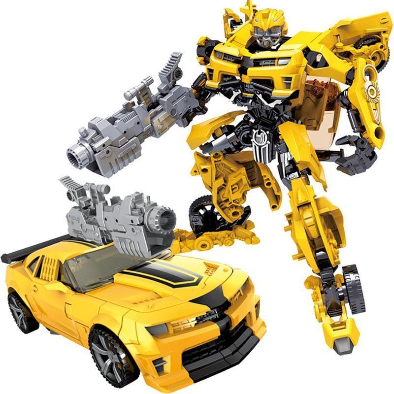 Robot transformable Optimus y Bumblebee en modo vehículo y robot, figura articulada para niños