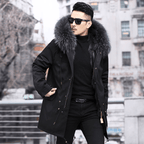 Parka invernal Olivier para hombre con cuello de pelo sintético y forro térmico