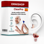 Audífono invisible ClearPro colocado discretamente en el oído de una persona