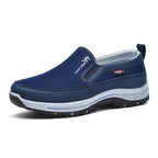 Zapatillas ortopédicas OrthoPro anatómicas sin cordones en color azul, vista frontal