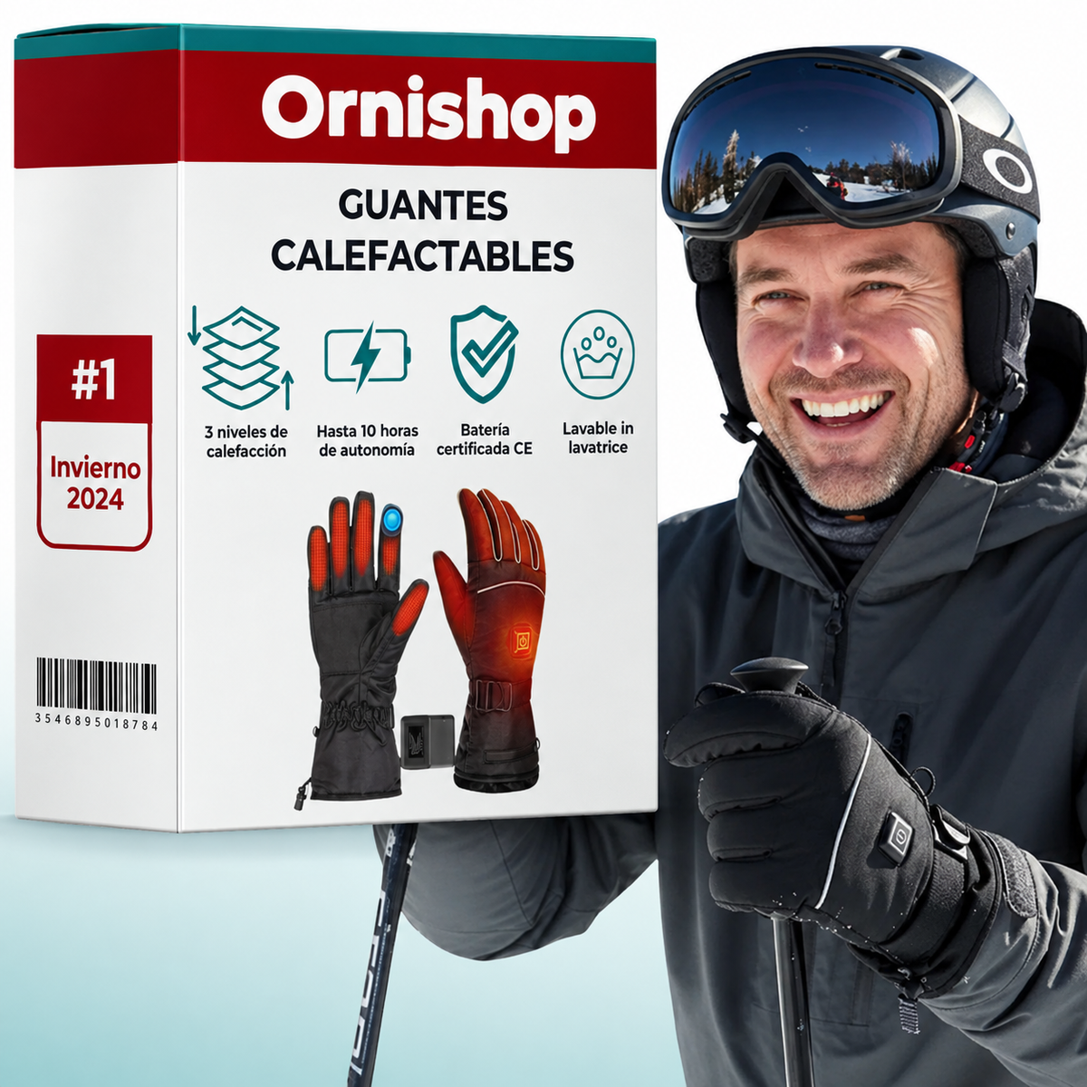 Guantes Térmicos Calefactables Ornishop X con sistema de calefacción eléctrica integrado